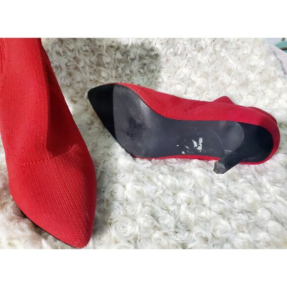 Mia Red High Heel Sock Boot Size 8.5 Holidays Office Minimalist Sexy Western - Picture 6 of 7